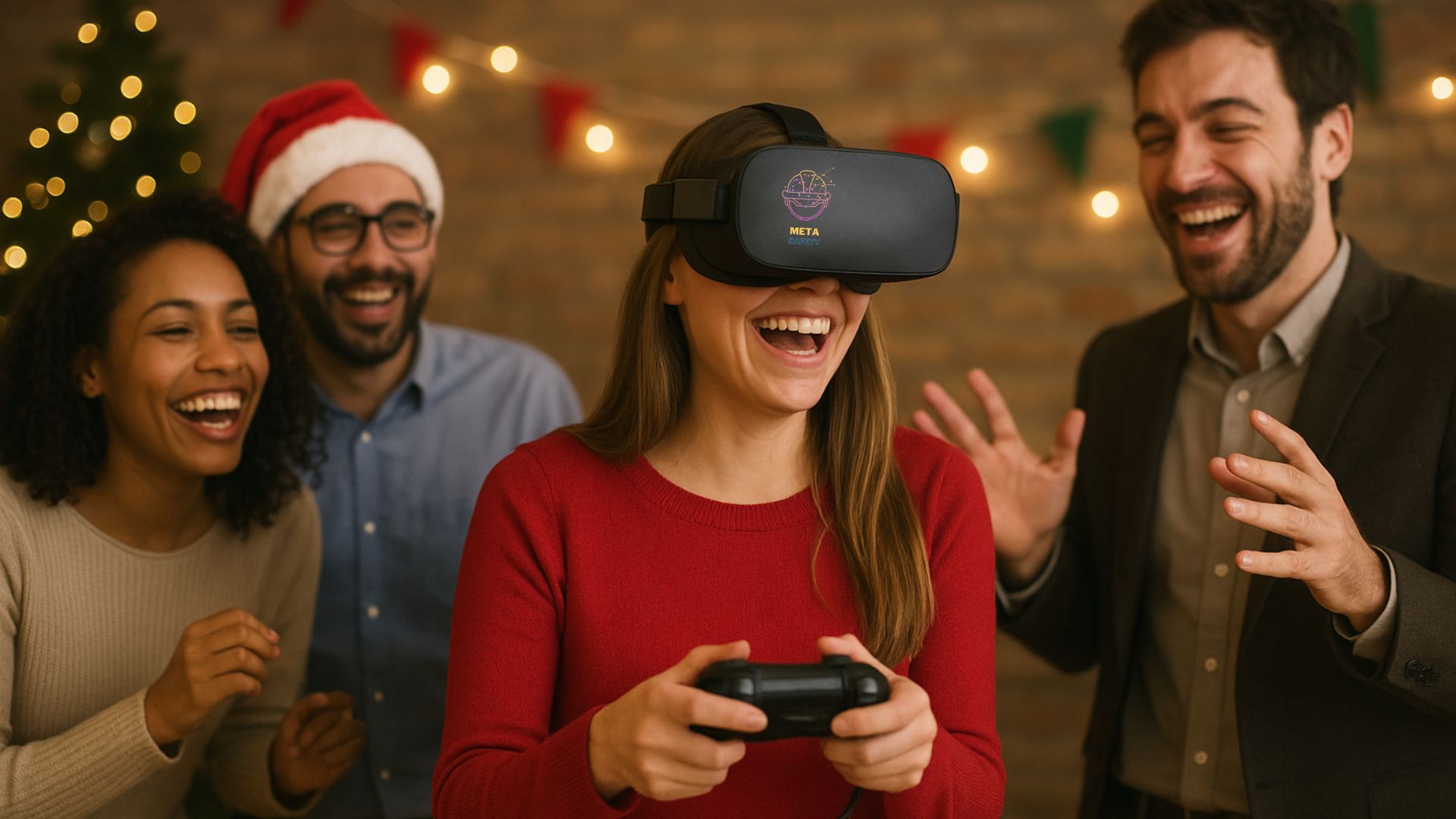 colaboradores se divertindo com VR
