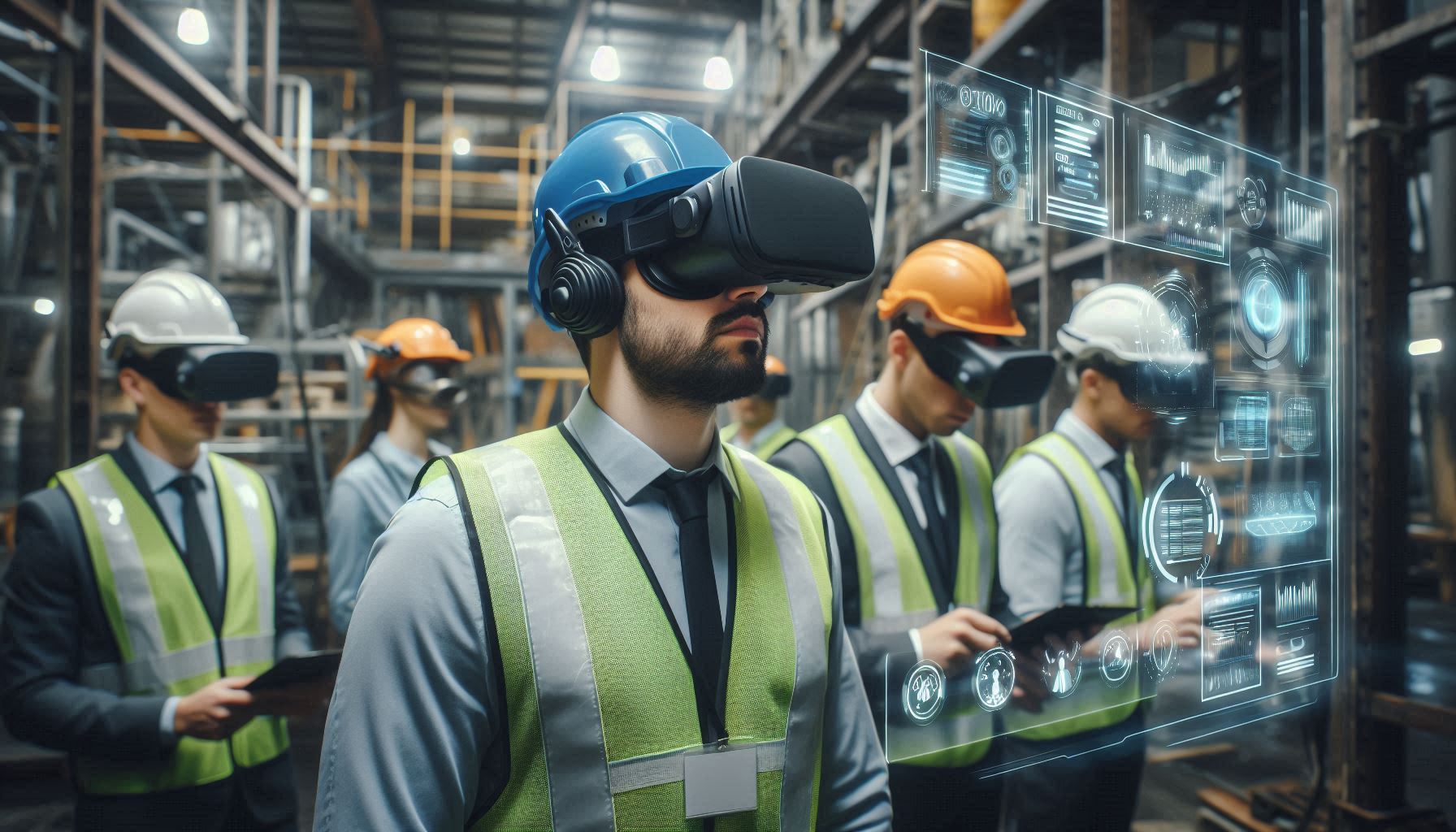 pessoas executando treinamentos em VR de segurança do trabalho